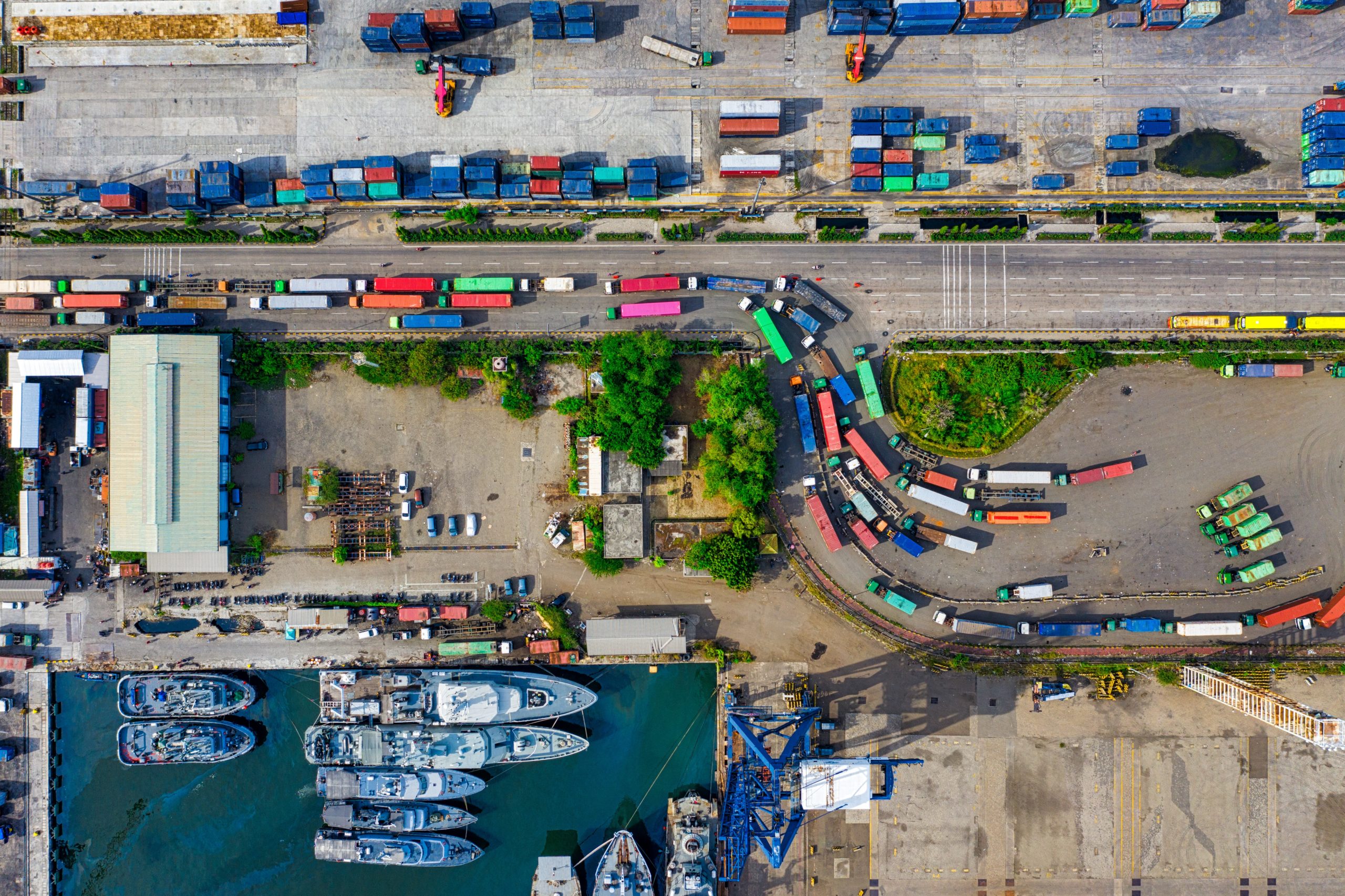 specialist freight harbour birds-eye view image