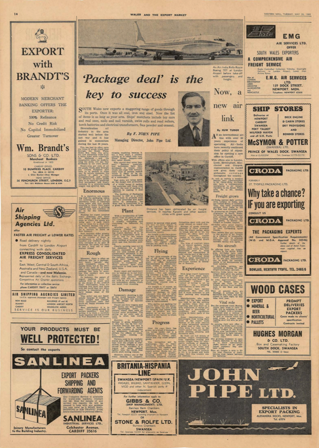 Historical John Pipe Freight Forwarding Service Article or Advert