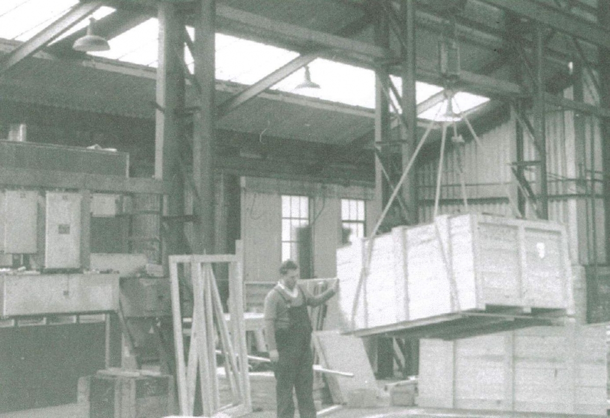 Old photo of John Pipe freight forwarding company shipping warehouse